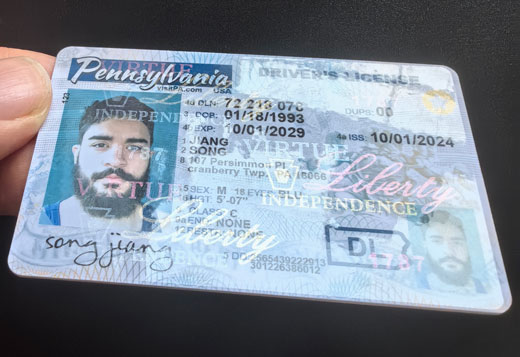 宾夕法尼亚驾照驾驶证防伪水印实物图